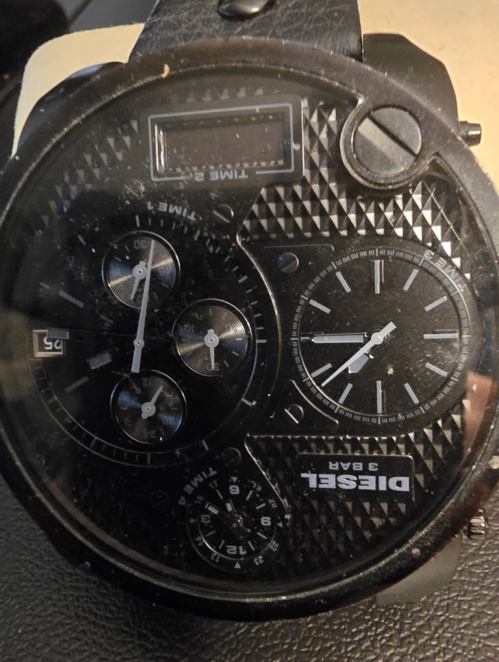 Diesel Time Zone Chronograph Mens Black Watch